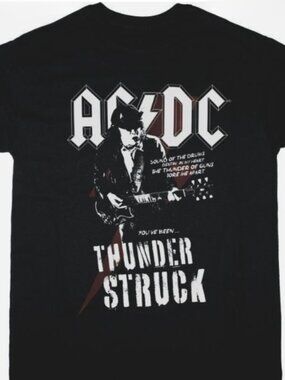 ACDC Thundersturck Vintage Band Tee Retro Rock Graphic Shirt Black